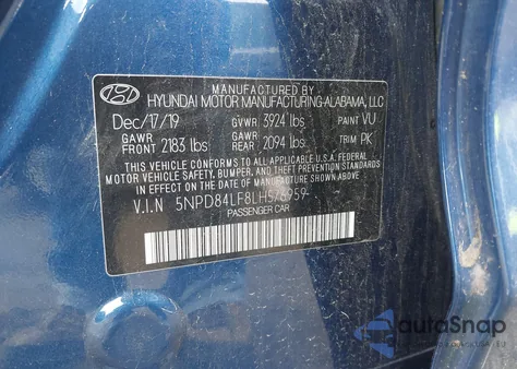 2020 Hyundai Elantra Sel from USA, damaged, VIN 5NPD84LF8LH576959